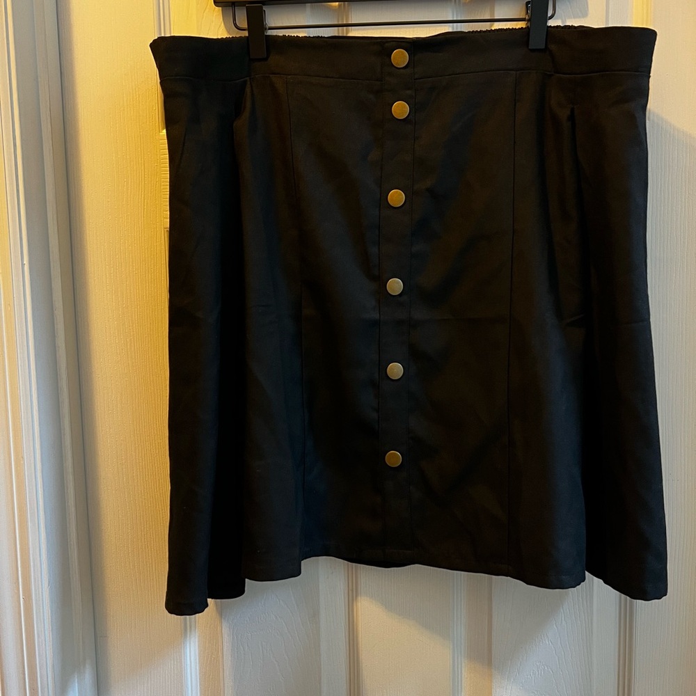 Torrid Black A-Line Skirt with Gold Buttons